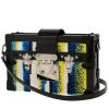 Bolso joya Louis Vuitton Petite Malle en lentejuelas negras, azules, blancas y amarillas y charol negro - 00pp thumbnail