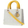 Dior Lady Dior medium model handbag in Bleu Pale, yellow and grey leather cannage - 00pp thumbnail