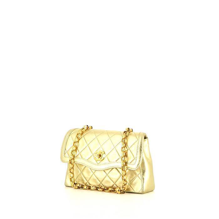 Sac à main Chanel Vintage en cuir matelassé doré - 00pp