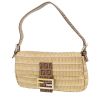 Fendi  Baguette handbag  in beige, taupe and white braided leather  and brown monogram canvas - 00pp thumbnail