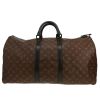 Louis Vuitton  Keepall 55 travel bag Waterproof in brown monogram canvas  and black leather - Detail D4 thumbnail